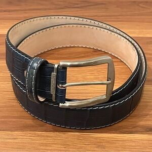 Roger Ximenez Croc Italian Calf Leather Brass Buckle Mens 36-40 Blue